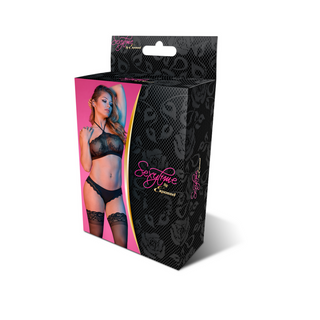 Halter Bandeaux and Panty Set - L/XL - Black