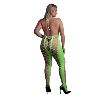 Bodystocking with Halterneck - Plus Size - Neon Green
