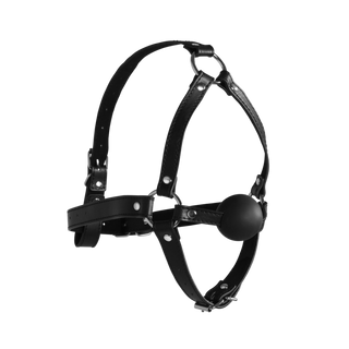 Head Harness with Solid Ball Gag - Black