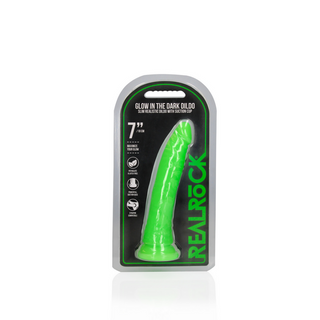 Slim Realistic Dildo with Suction Cup - Glow in the Dark - 7'' / 18 cm